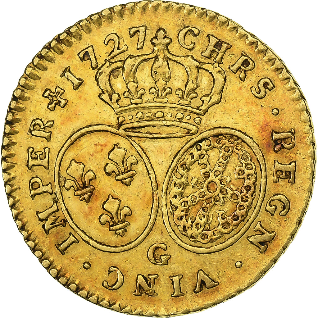 Frankreich, Louis XV, 1/2 Louis d'or aux lunettes, 1727, Poitiers, Gold, SS+