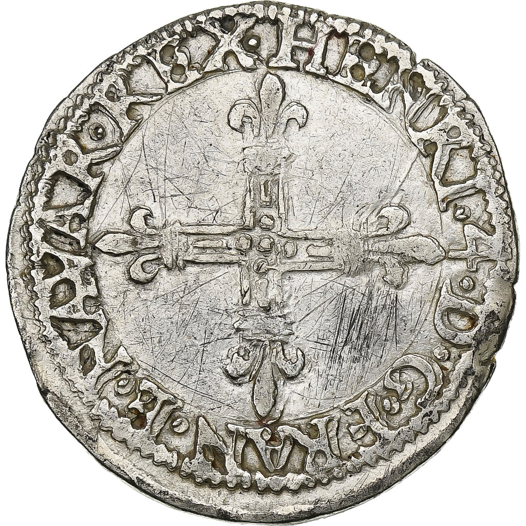 France, Henri IV, 1/8 écu de Navarre, 1591, Saint-Palais, Rare, Silver