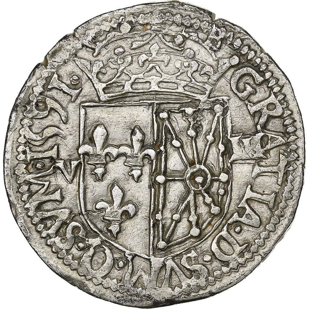 France, Henri IV, 1/8 écu de Navarre, 1591, Saint-Palais, Rare, Silver