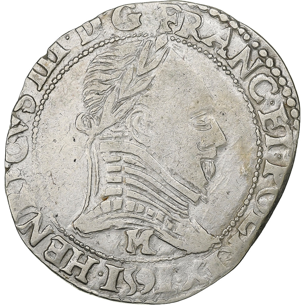 Francia, Henri III, 1/2 Franc au col plat, 1591, Toulouse, Argento, BB