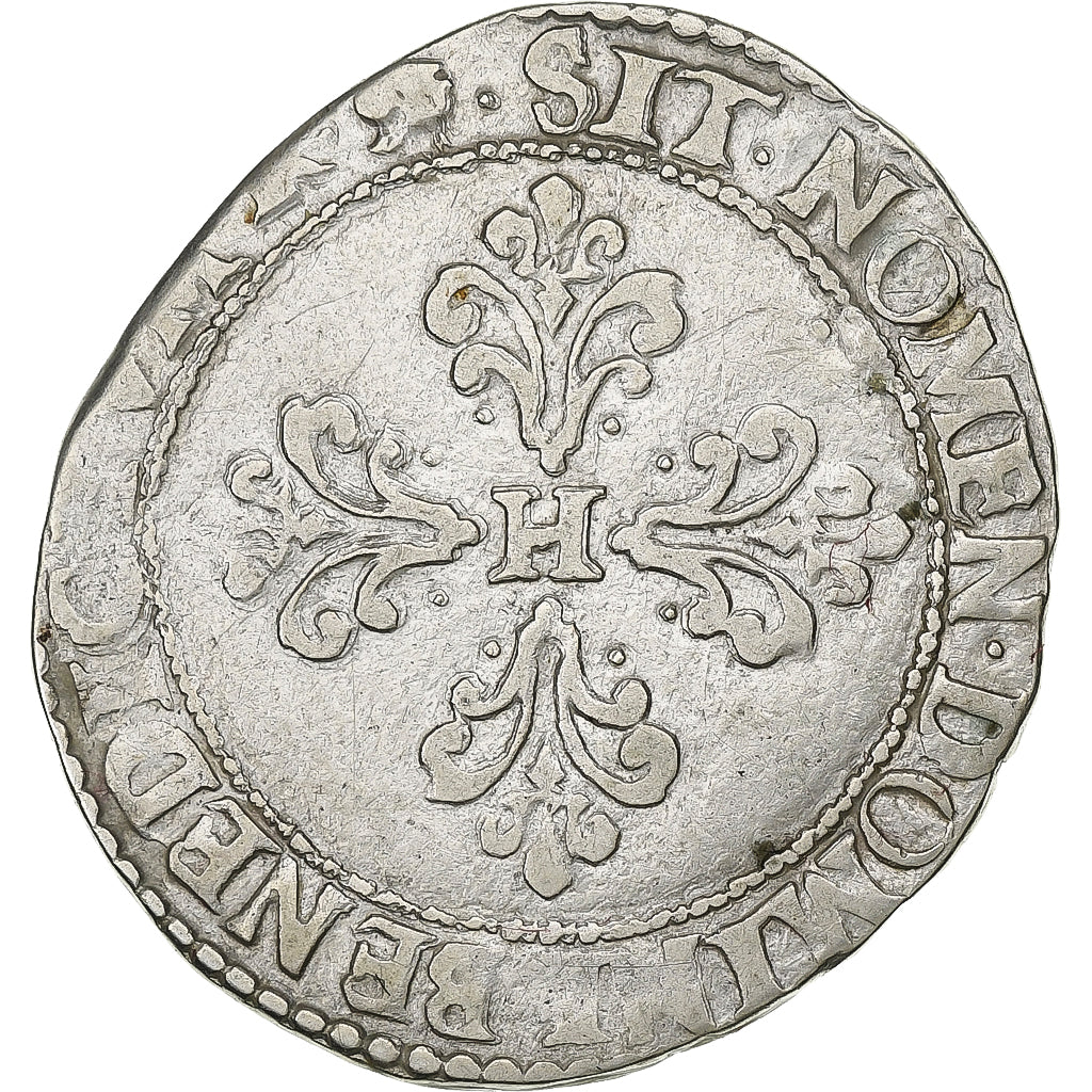 Francia, Henri III, 1/2 Franc au col plat, 1591, Toulouse, Argento, BB