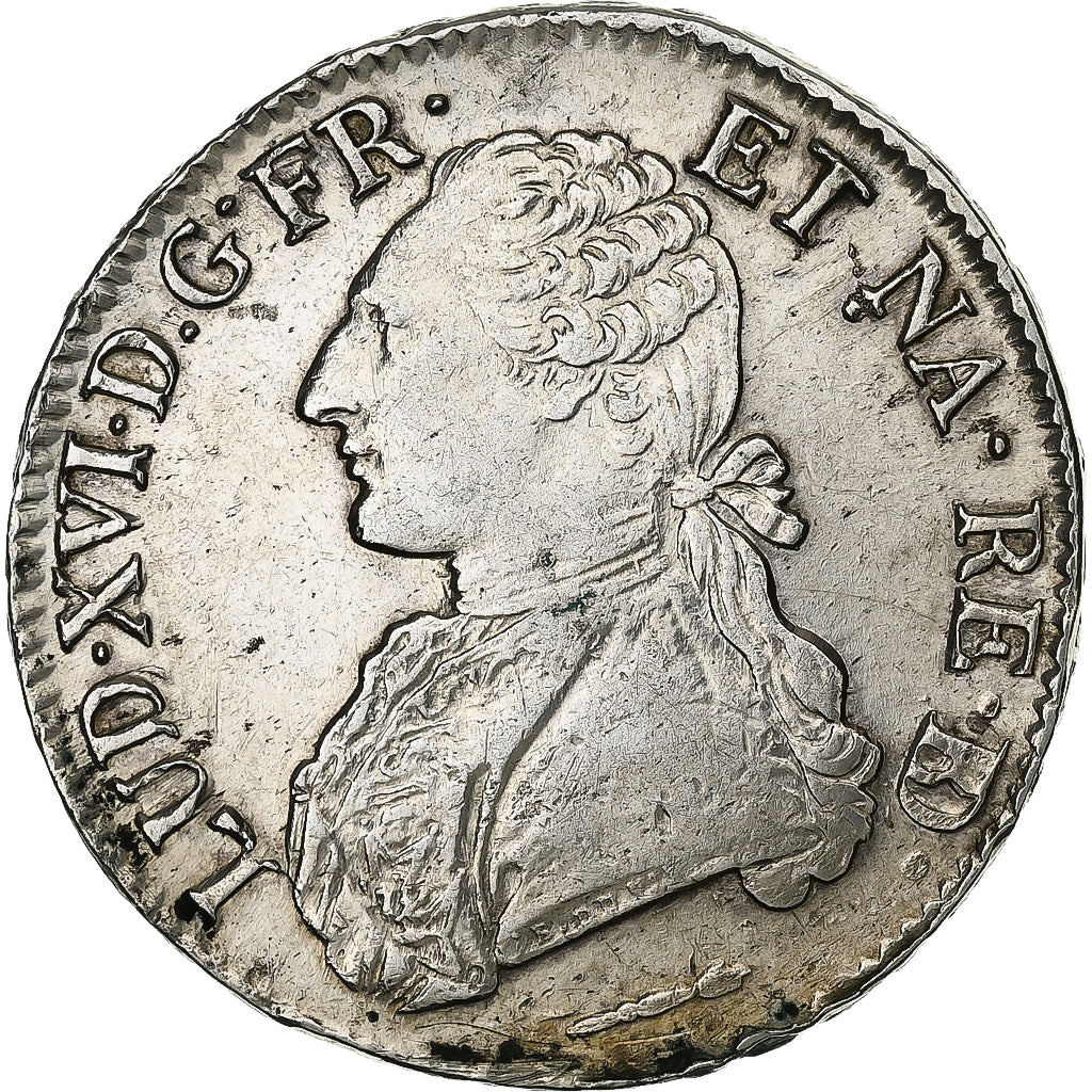 France, Louis XVI, Écu de Béarn aux branches d'olivier, 1786, Pau, Argent, TB