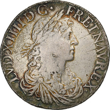 France, Louis XIV, Écu au portrait apollinien, 1663, Bayonne, Silver