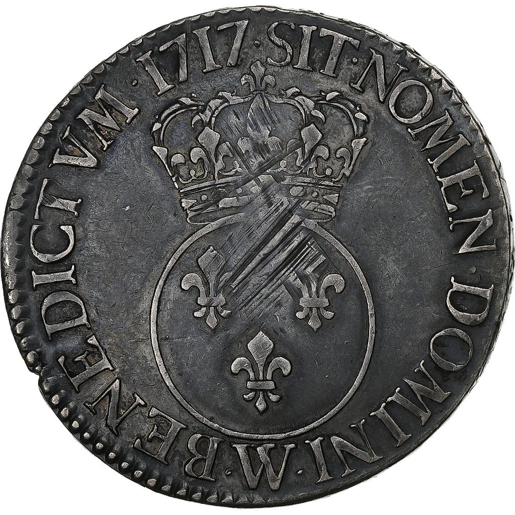 Francia, Louis XV, Ecu Vertugadin, 1717, Lille, Argento, BB, Gadoury:317