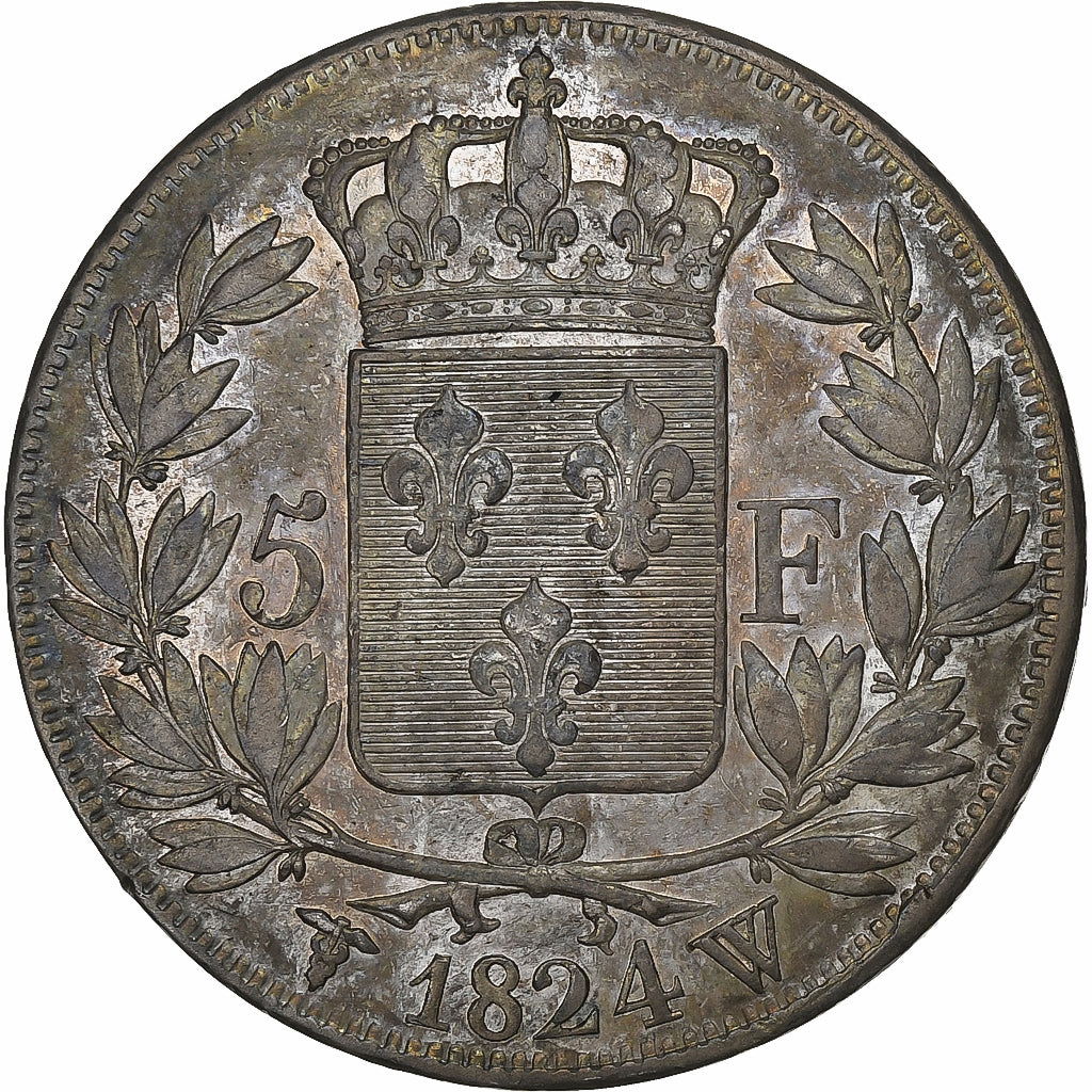 Frankreich, Louis XVIII, 5 Francs, 1824, Lille, Silber, S, Gadoury:614