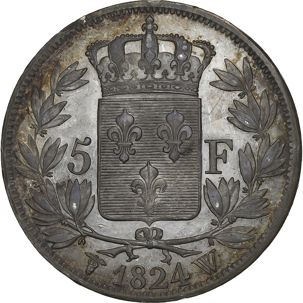 Frankreich, Louis XVIII, 5 Francs, 1824, Lille, Silber, S, Gadoury:614