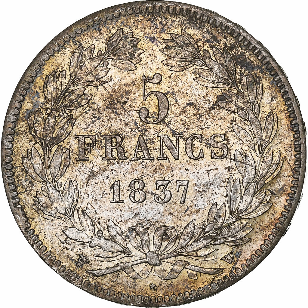 Francja, Louis Philippe I, 5 Francs, 1837, Lille, Srebro, AU(50-53), Gadoury:678