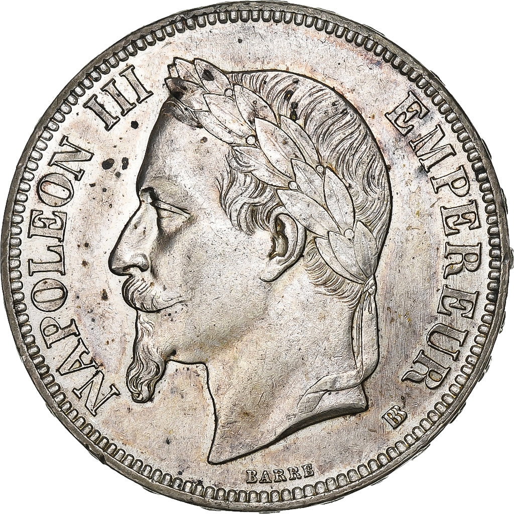 Francia, Napoleon III, 5 Francs, 1869, Strasbourg, Plata, EBC, Gadoury:739