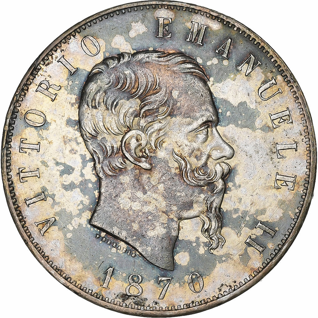 France, Victor-Emmanuel II, 5 Lire, 1870, Milan, Argent, TTB, KM:8.3