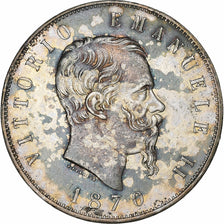 France, Victor-Emmanuel II, 5 Lire, 1870, Milan, Argent, TTB, KM:8.3