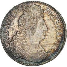 France, Louis XIV, 1/2 Ecu aux trois couronnes, 1711, Nantes, Silver, AU(50-53)