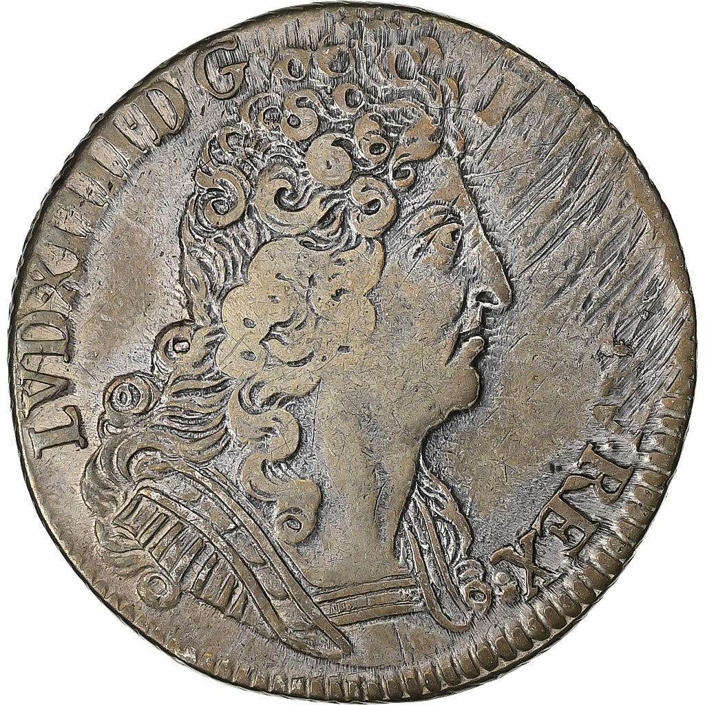Francia, Louis XIV, 1/4 Ecu aux 3 couronnes, 1709, Reims, Argento, MB+