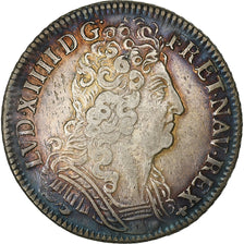 França, Louis XIV, 1/4 Ecu aux 3 couronnes, 1710, Tours, Prata, EF(40-45)