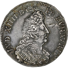 Francia, Louis XIV, 1/2 Ecu aux palmes, 1693, Nantes, reformed, Plata, MBC