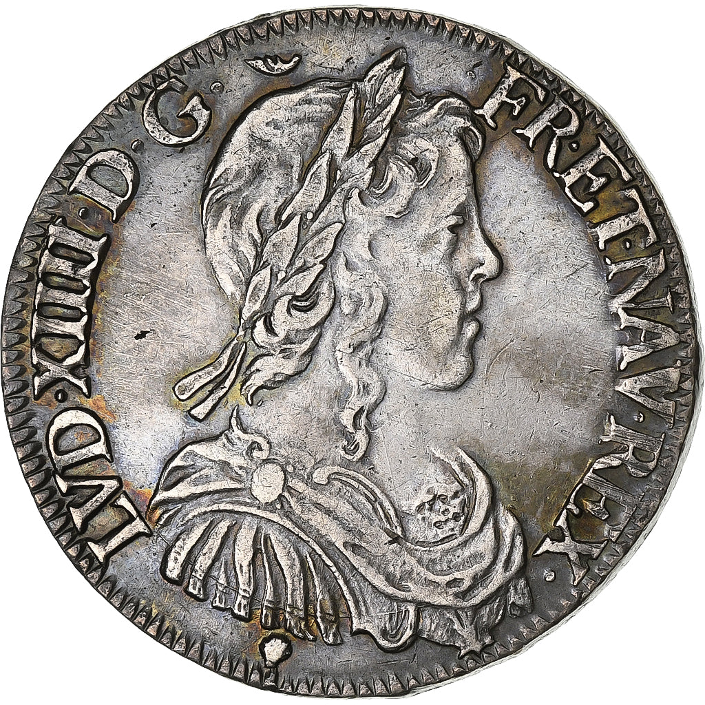 Francia, Louis XIV, 1/2 Écu à la mèche longue, 1650, Toulouse, Argento, BB