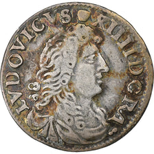 France, Louis XIV, 4 Sols des Traitants, 1677, Vimy, Silver, VF(30-35)