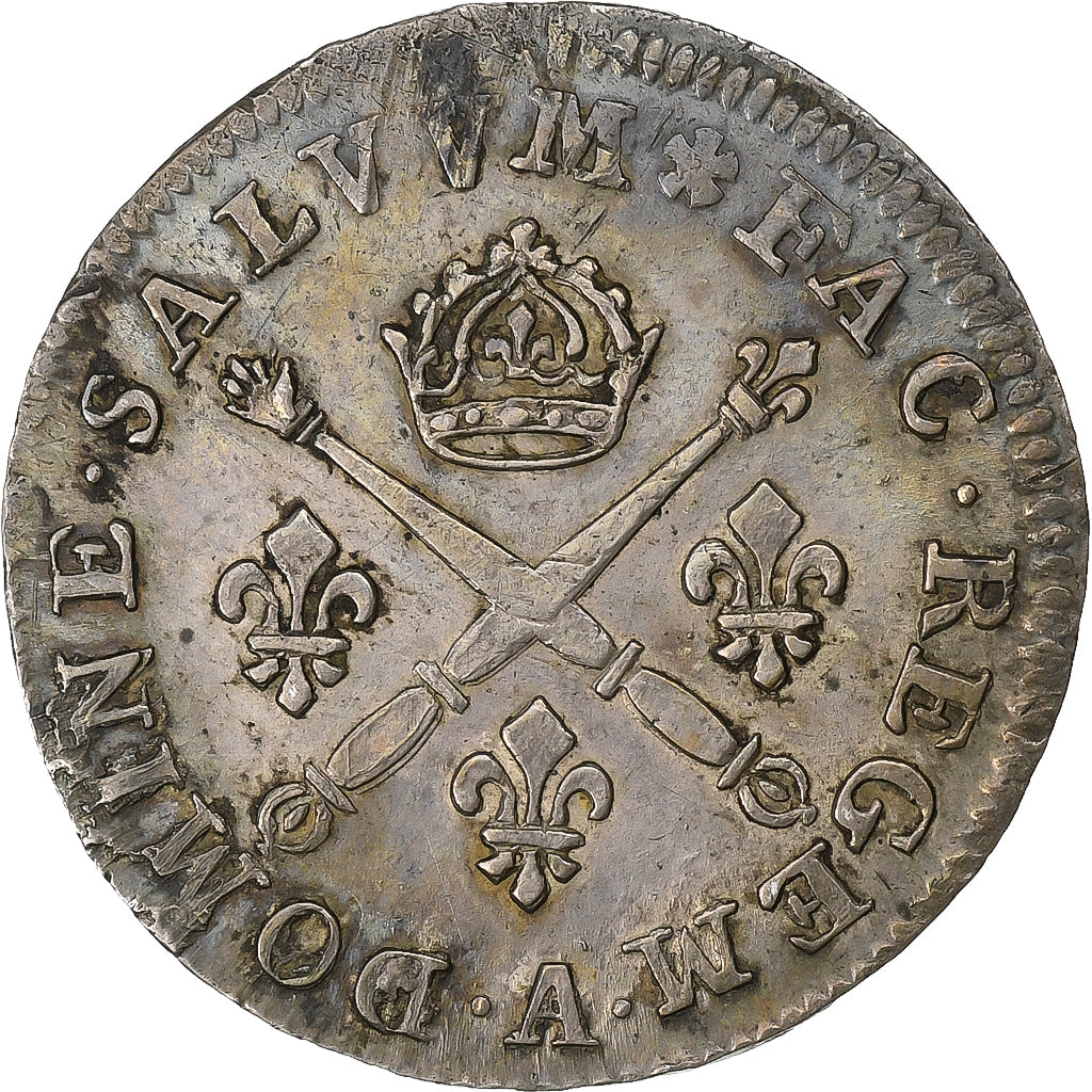 Francia, Louis XIV, 10 Sols aux insignes, 1705, Paris, Argento, BB+, Gadoury:133