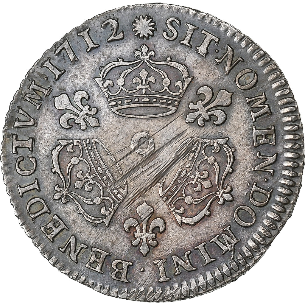 France, Louis XIV, 1/10 Écu aux 3 couronnes, 1712, Rennes, Argent, TTB+