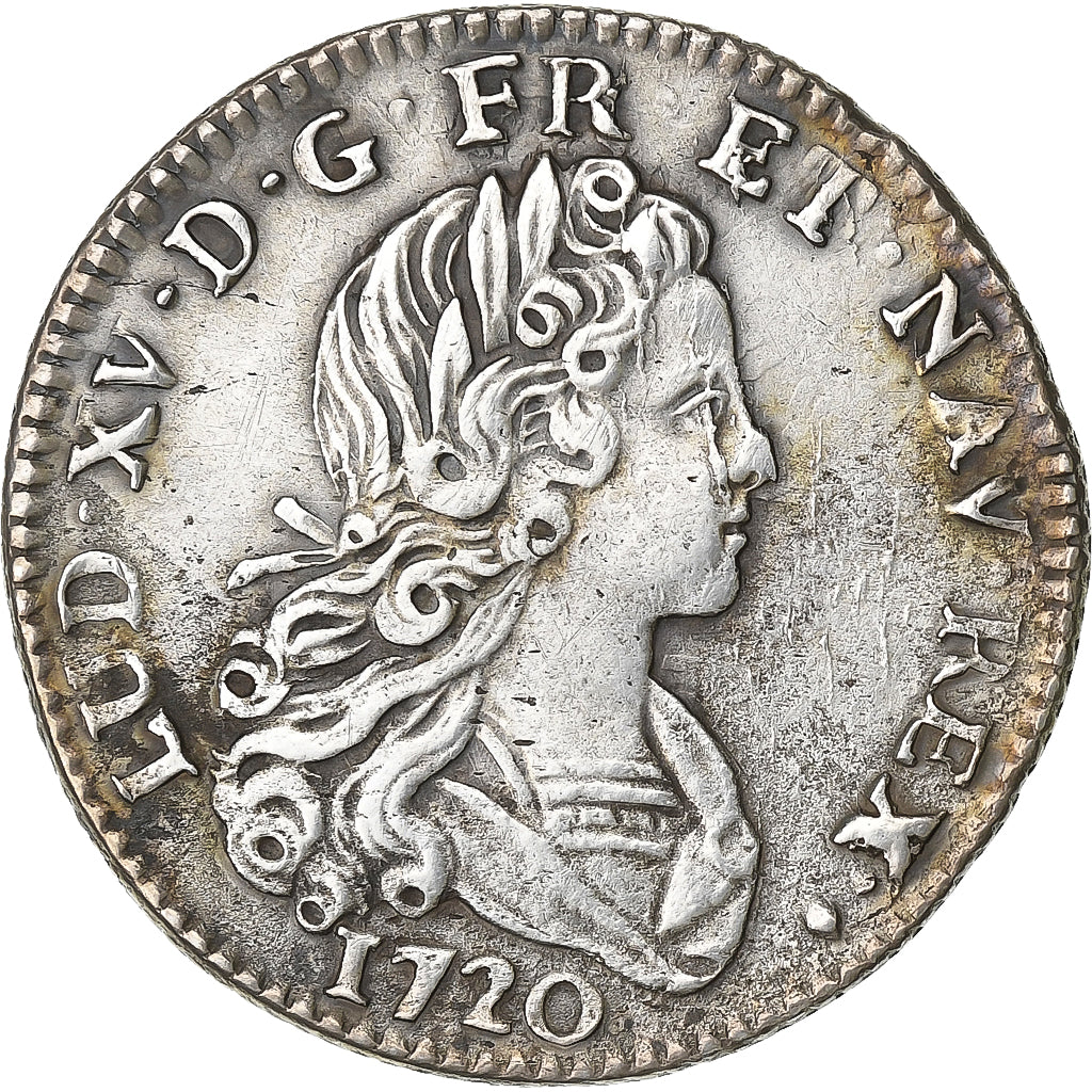 France, Louis XV, Petit Louis d'Argent, 1720, Aix, Silver, VF(30-35)