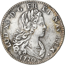 France, Louis XV, Petit Louis d'Argent, 1720, Aix, Silver, VF(30-35)
