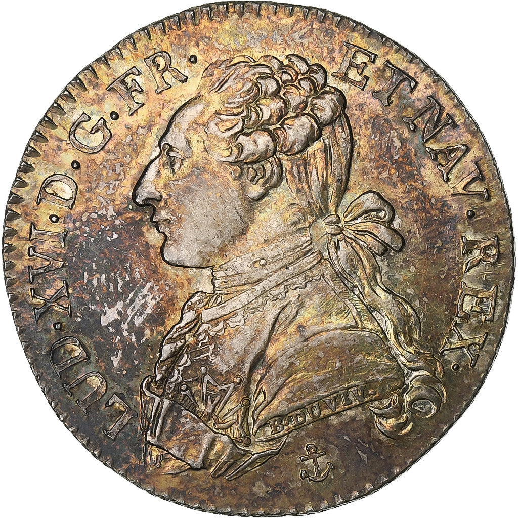Francia, Louis XVI, 1/5 Écu aux branches d'olivier, 1788, La Rochelle, Plata