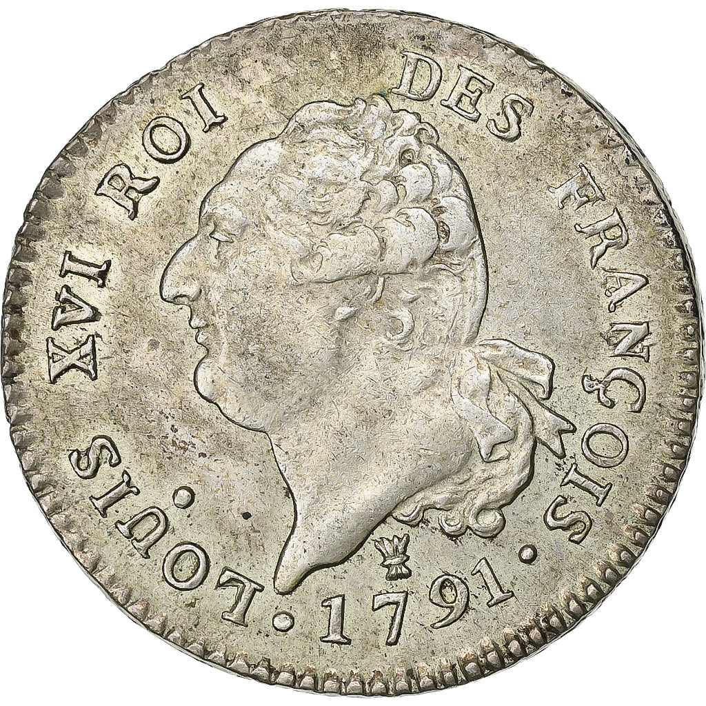 Francia, Louis XVI, 30 sols françois, 1791 / AN 3, Limoges, Plata, MBC