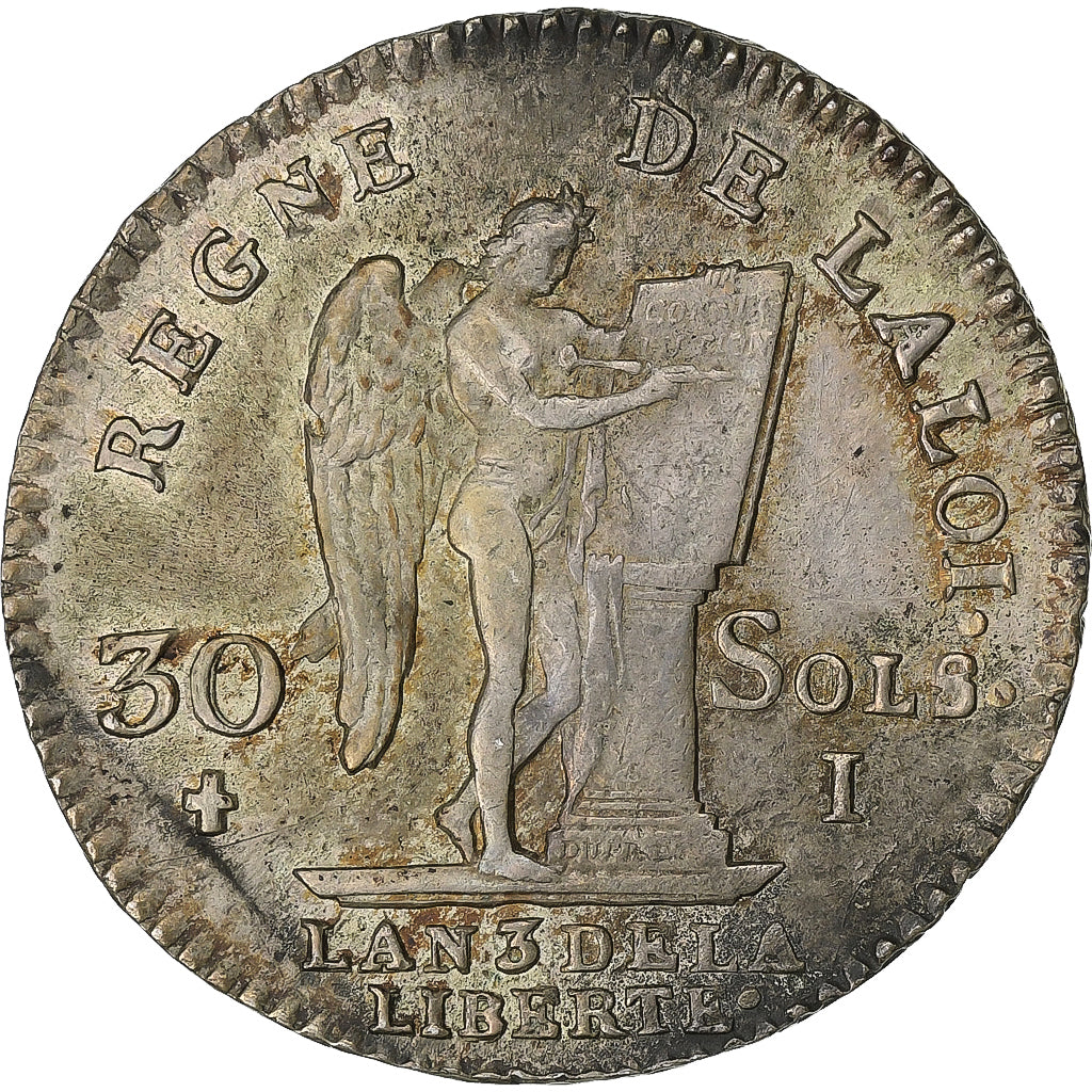 Francia, Louis XVI, 30 sols françois, 1791 / AN 3, Limoges, Plata, MBC