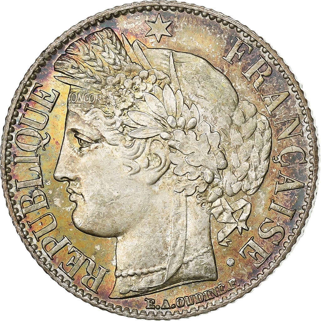 France, 1 Franc, Cérès, 1887, Paris, Silver, AU(50-53), Gadoury:465a