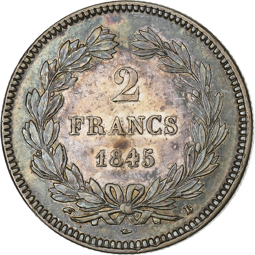 Frankreich, Louis Philippe I, 2 Francs, 1845, Rouen, Silber, SS+, Gadoury:520