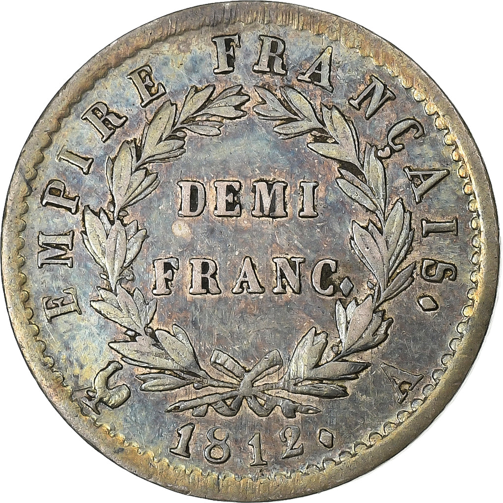 France, Napoleon I, 1/2 Franc, 1812, Paris, Silver, EF(40-45), Gadoury:399