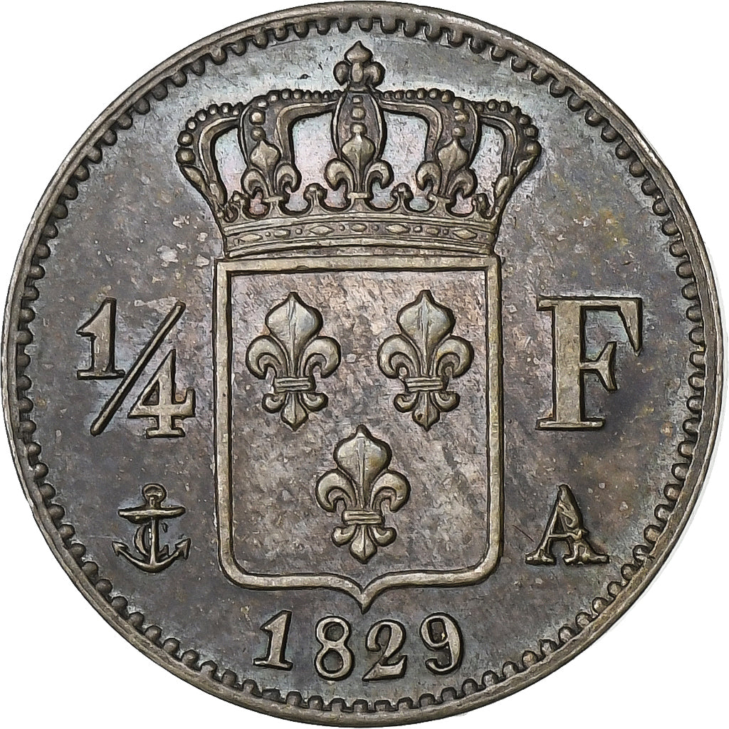 França, Charles X, 1/4 Franc, 1829, Paris, Prata, AU(50-53), Gadoury:353