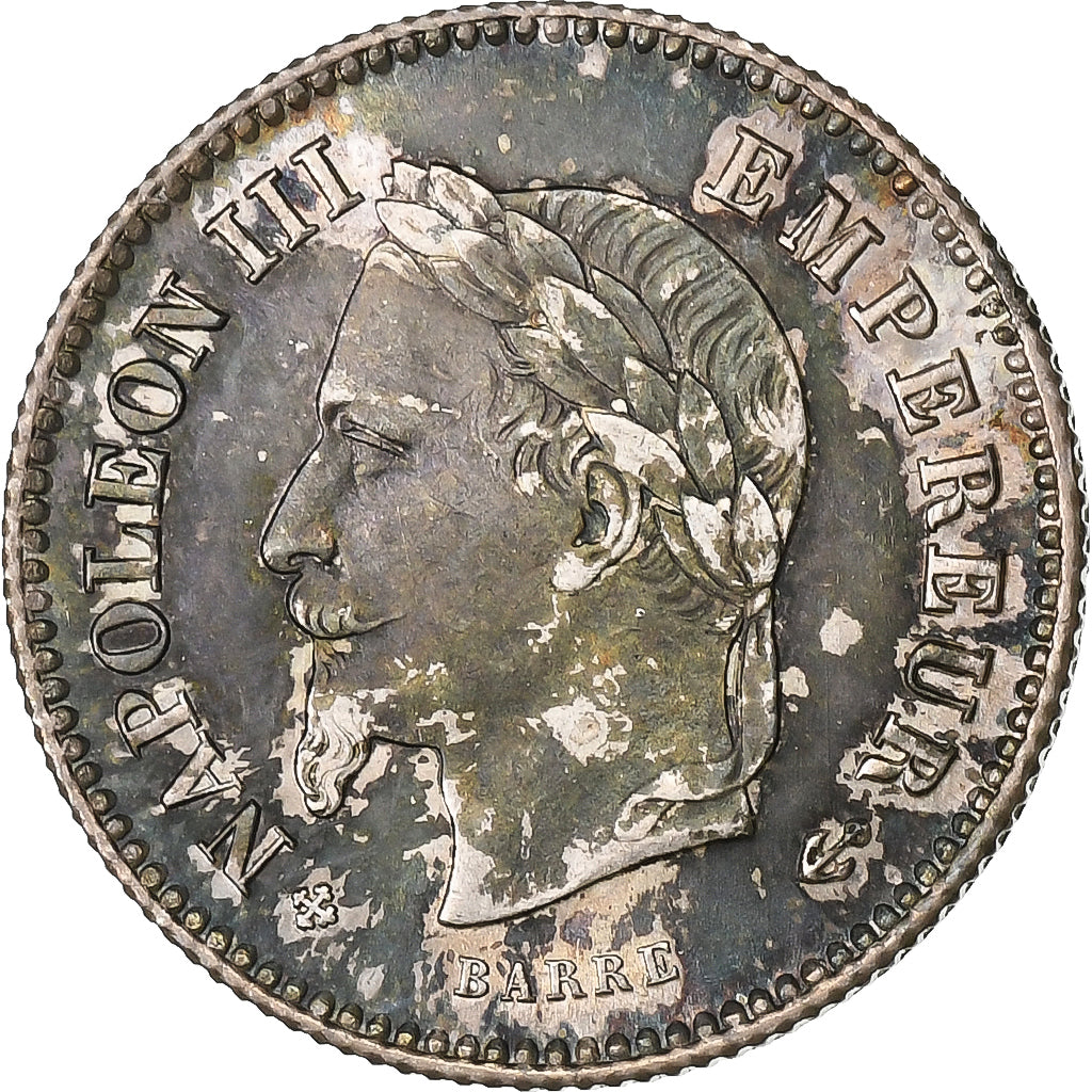 France, Napoleon III, 20 Centimes, 1867, Strasbourg, Silver, AU(50-53)