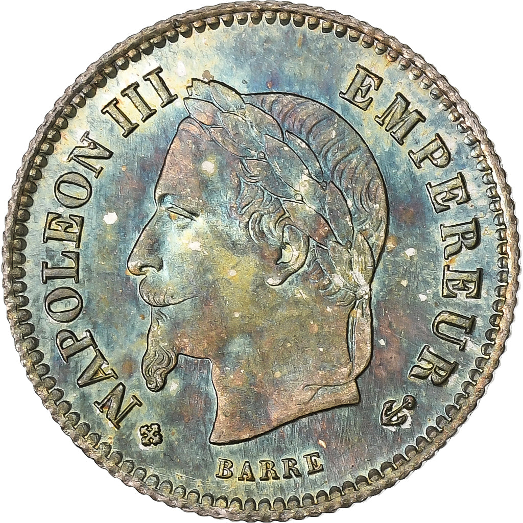 France, Napoleon III, 20 Centimes, 1867, Strasbourg, Silver, AU(50-53)