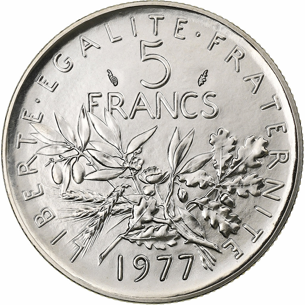 Francia, 5 Francs, Semeuse, 1977, MDP, série FDC, Cupronickel, FDC