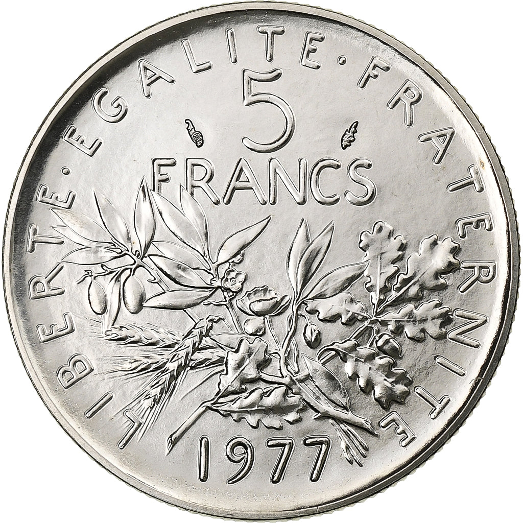 France, 5 Francs, Semeuse, 1977, MDP, série FDC, Cupronickel, MS(65-70)