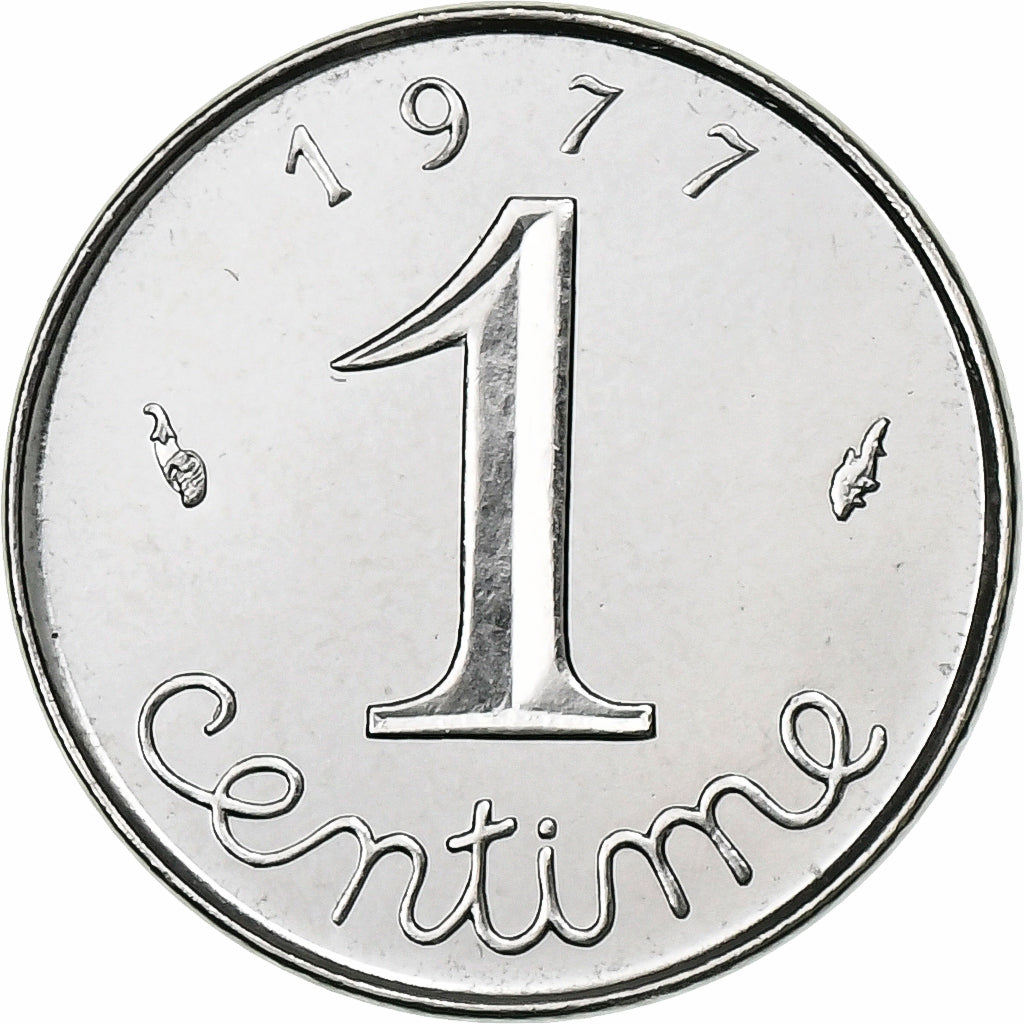 Francja, 1 Centime, Épi, 1977, MDP, série FDC, Stal nierdzewna, MS(65-70)