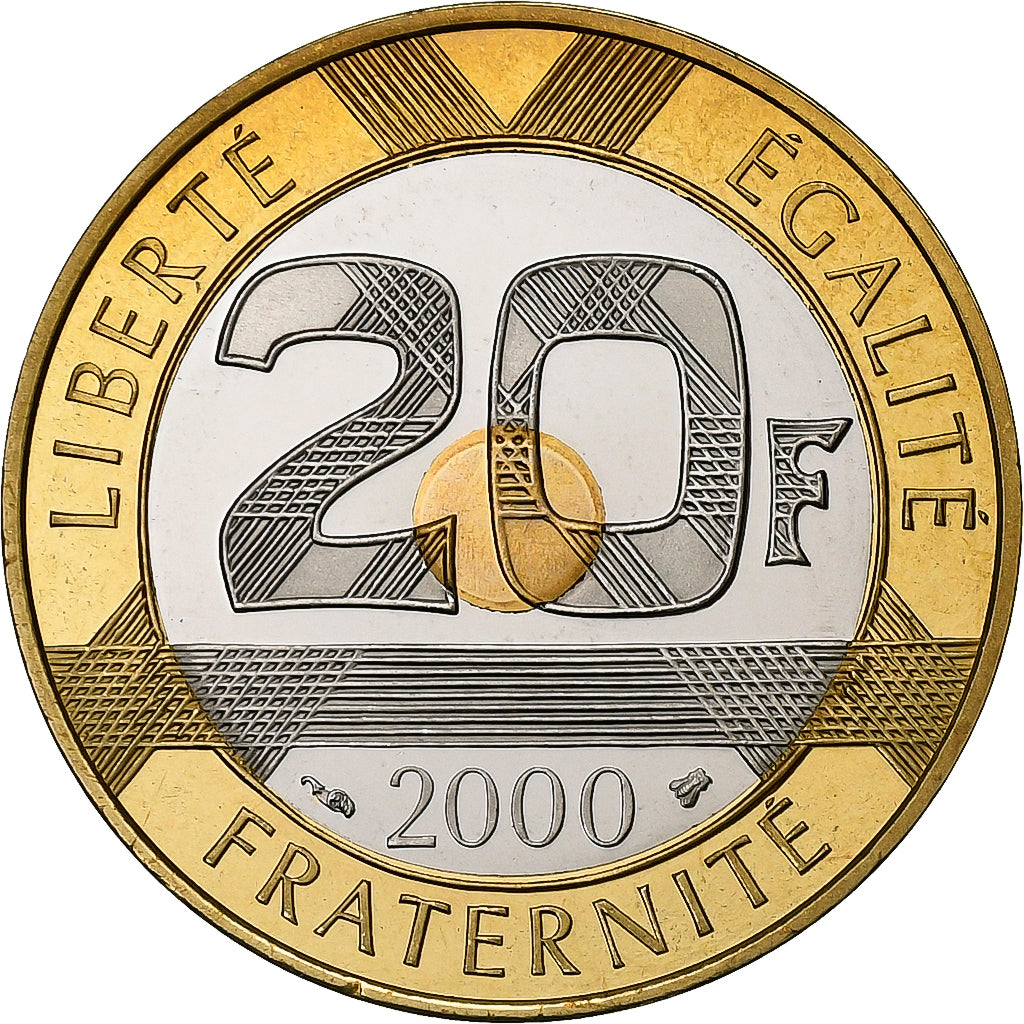 Frankreich, 20 Francs, Mont Saint-Michel, 2000, MDP, PP, Bimetallic, STGL