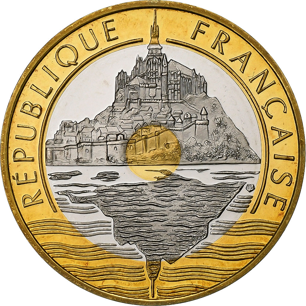 Francia, 20 Francs, Mont Saint-Michel, 1997, MDP, Prueba, Bimetálico, FDC