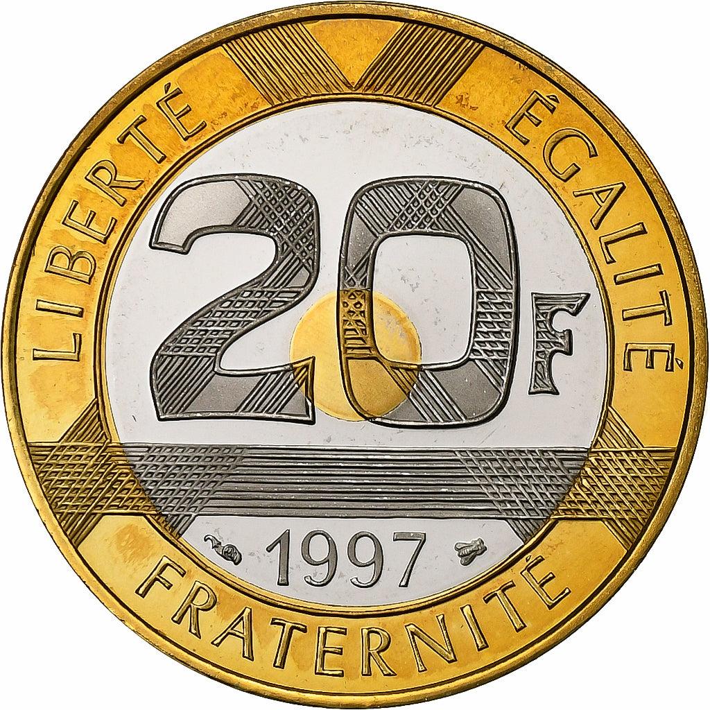 Francia, 20 Francs, Mont Saint-Michel, 1997, MDP, Prueba, Bimetálico, FDC