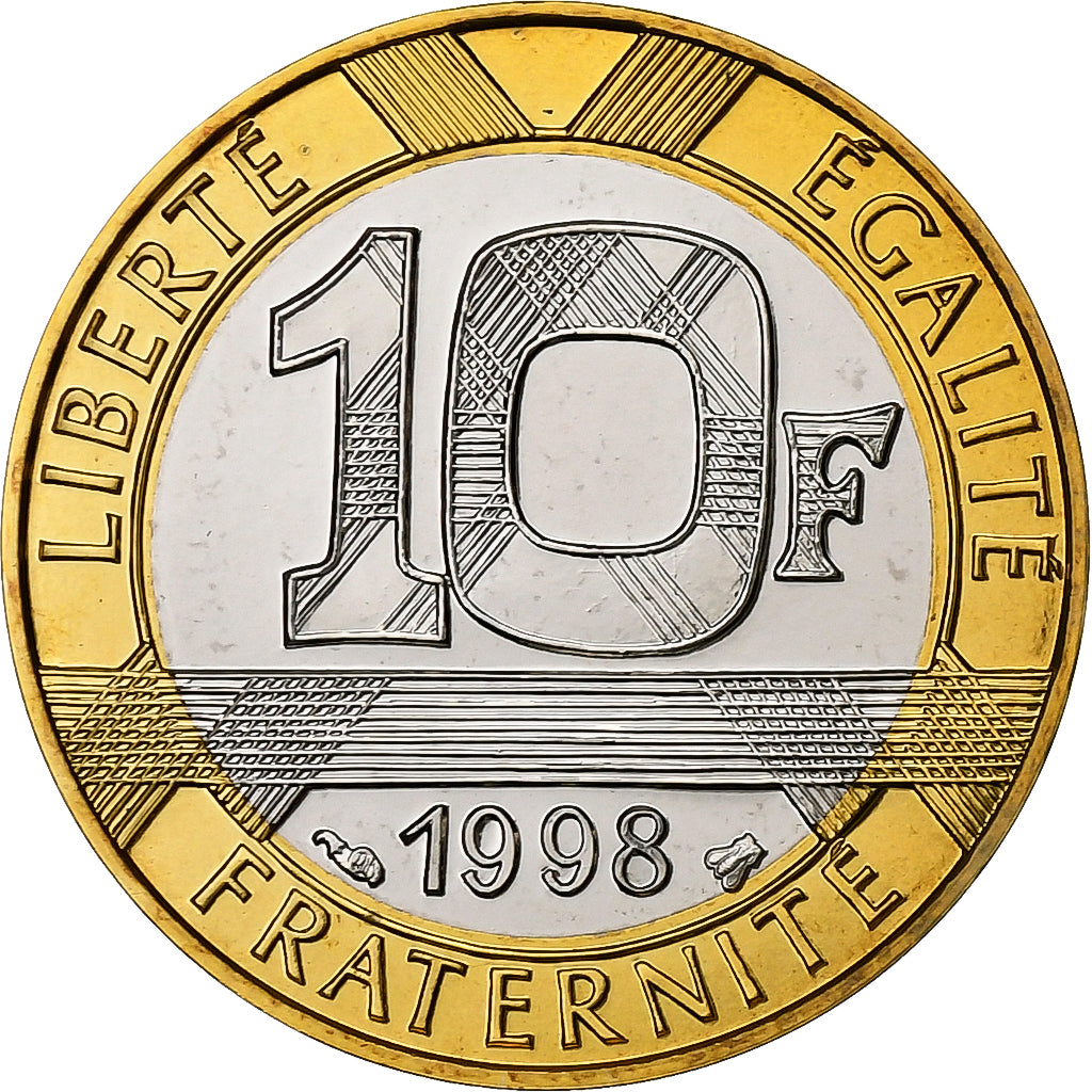 Frankreich, 10 Francs, Génie, 1998, MDP, PP, Bi-Metallic, STGL, Gadoury:827a