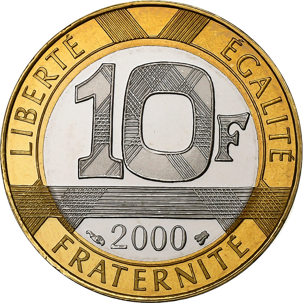 Frankreich, 10 Francs, Génie, 2000, MDP, PP, Bi-Metallic, STGL, Gadoury:827a
