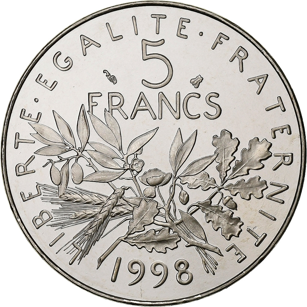 Frankreich, 5 Francs, Semeuse, 1998, MDP, PP, Cupronickel, STGL, Gadoury:771a