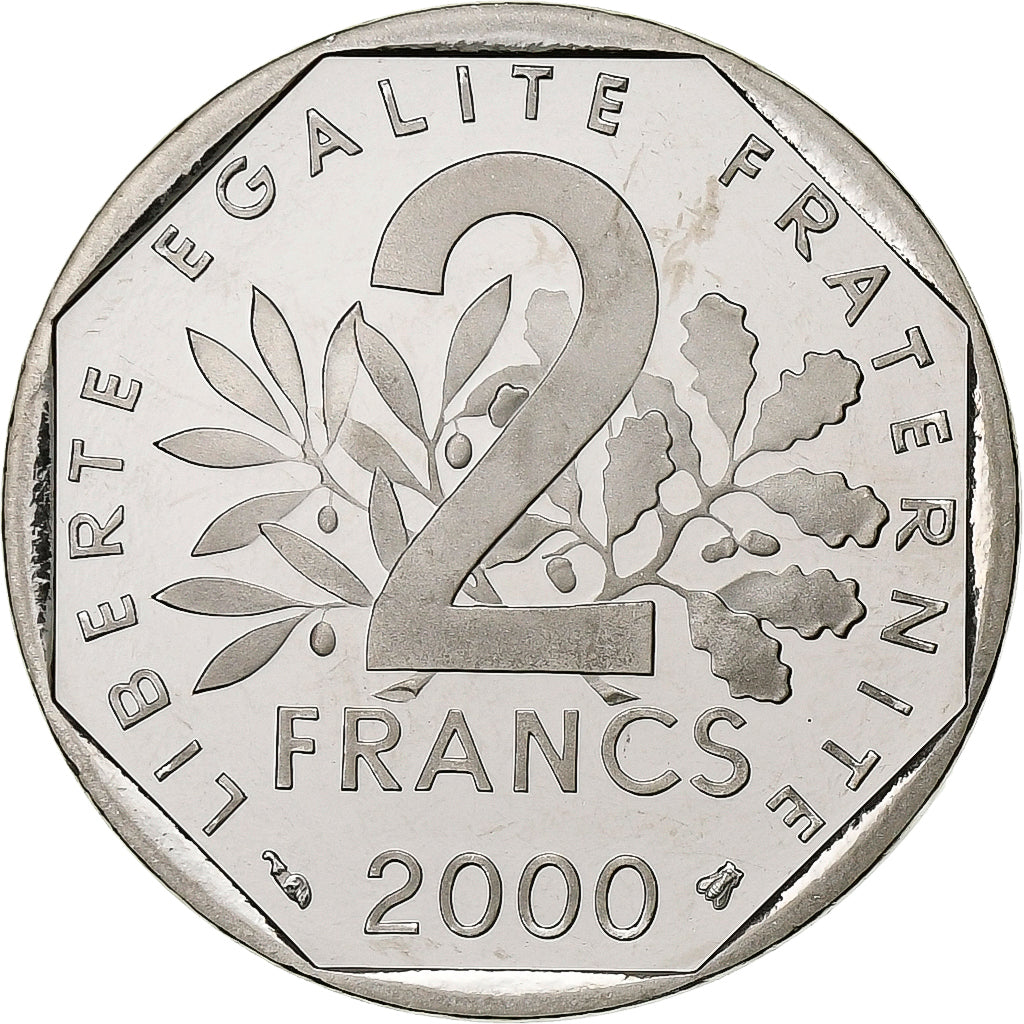 France, 2 Francs, Semeuse, 2000, MDP, Proof, Nickel, MS(65-70)