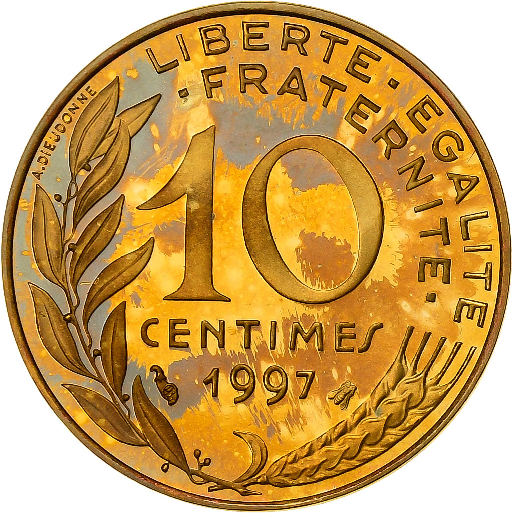 France, 10 Centimes, Marianne, 1997, MDP, Proof, Bronze-Aluminium, MS(65-70)