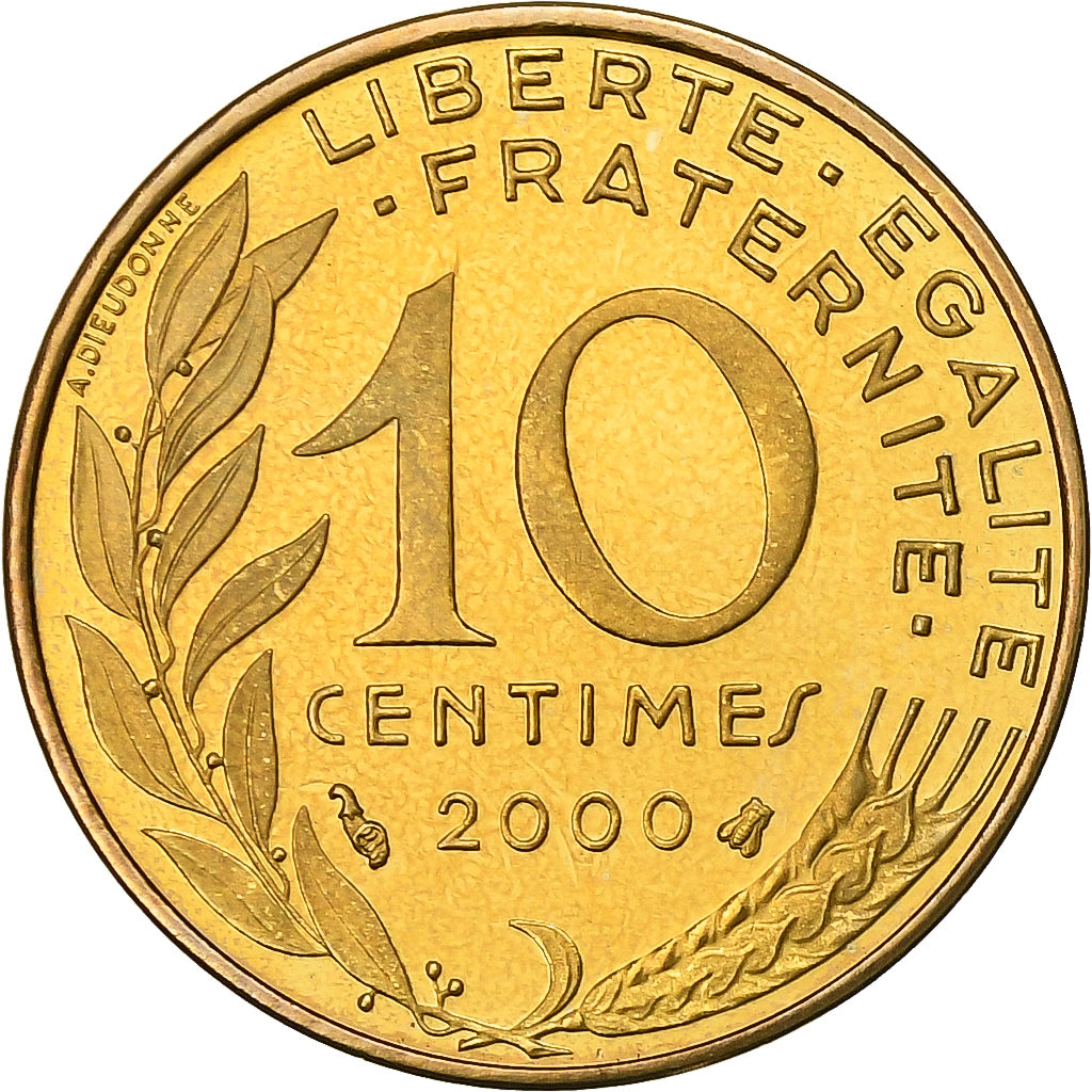 France, 10 Centimes, Marianne, 2000, MDP, Proof, Bronze-Aluminium, MS(65-70)