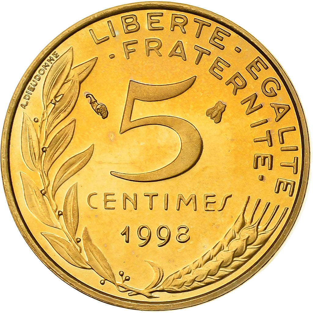 França, 5 Centimes, Marianne, 1998, MDP, Proof, Bronze-Alumínio, MS(65-70)
