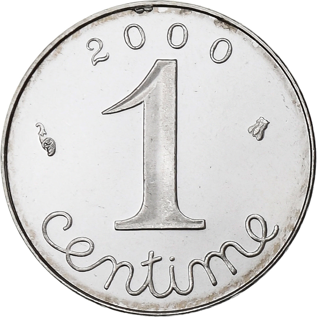 França, 1 Centime, Épi, 2000, MDP, Proof, Aço Inoxidável, MS(65-70)