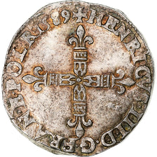 Francia, Henri III, 1/4 Ecu croix de face, 1589, Bayonne, Argento, MB+