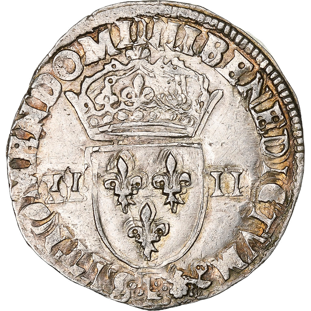 Francia, Henri III, 1/4 Ecu croix de face, 1589, Bayonne, Argento, MB+