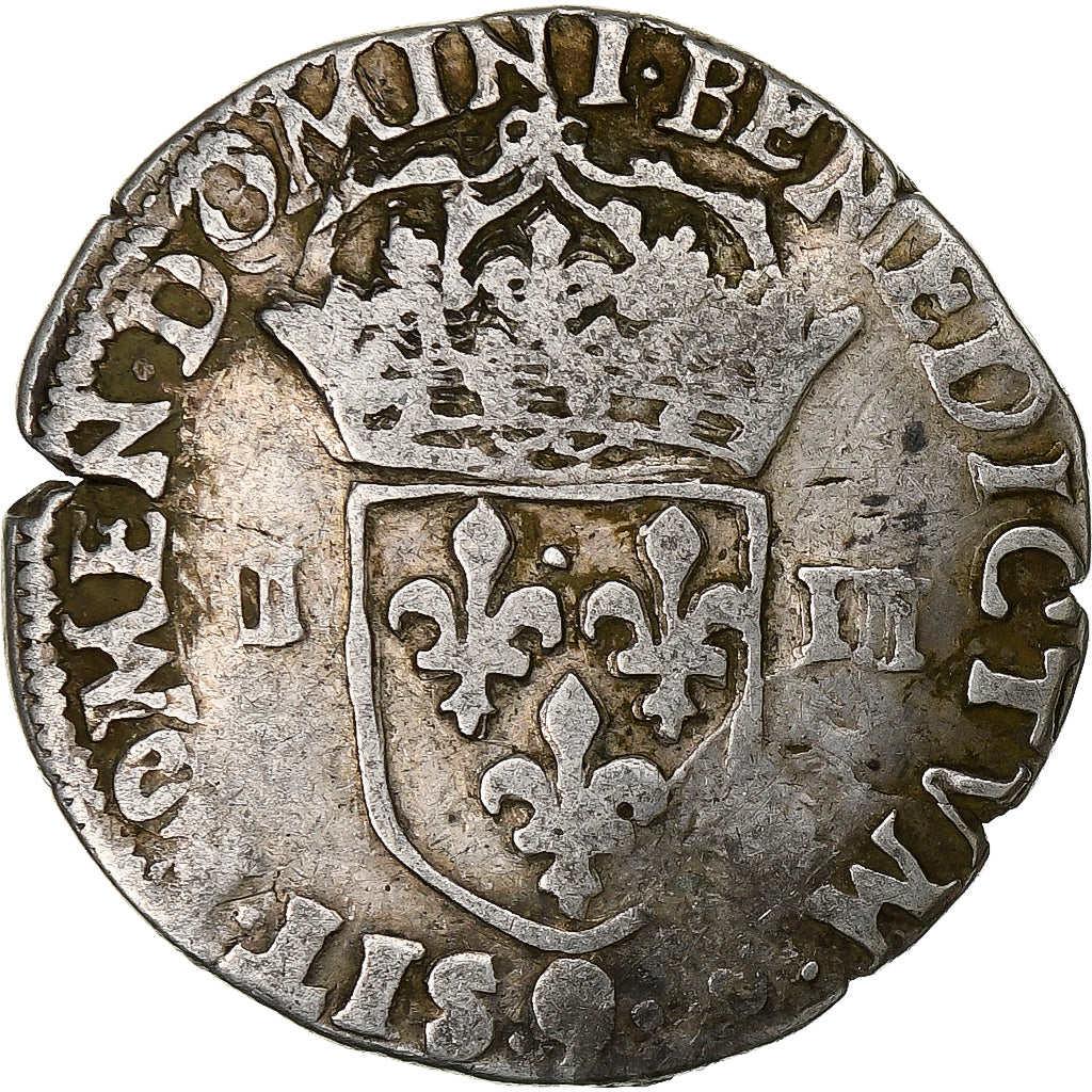França, Henri III, 1/4 Ecu croix de face, 1578, Rennes, Prata, VF(20-25)